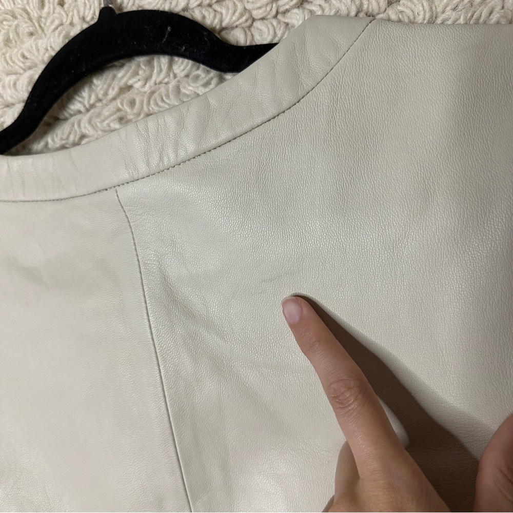 Fossil Neutral Leather Patchwork Short Sleeve Box… - image 8